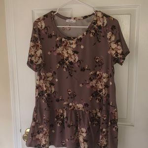 Peplum floral top; size large; brand new